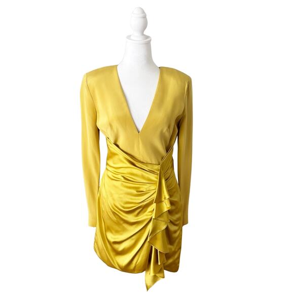 Haney Lilly Silk Mini Dress 8 Yellow NWT - Picture 5 of 13